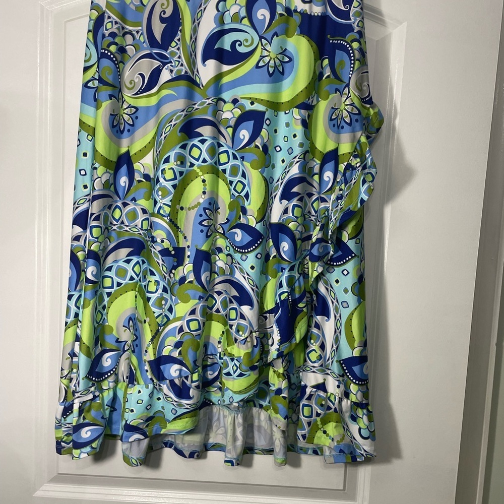 Robert Louis Blue and Green Patterned Skirt Size XL CB-AD